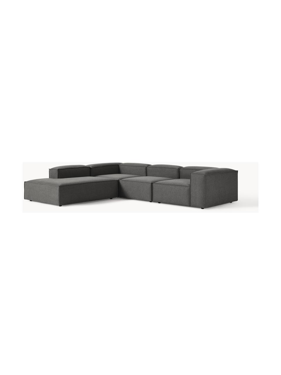 Modulares XL-Ecksofa Lennon, Bezug: 100 % Polyester Der strap, Gestell: Massives Kiefernhol, Sper, Füße: Kunststoff Dieses Produkt, Webstoff Anthrazit, B 329 x T 269 cm, Eckteil rechts