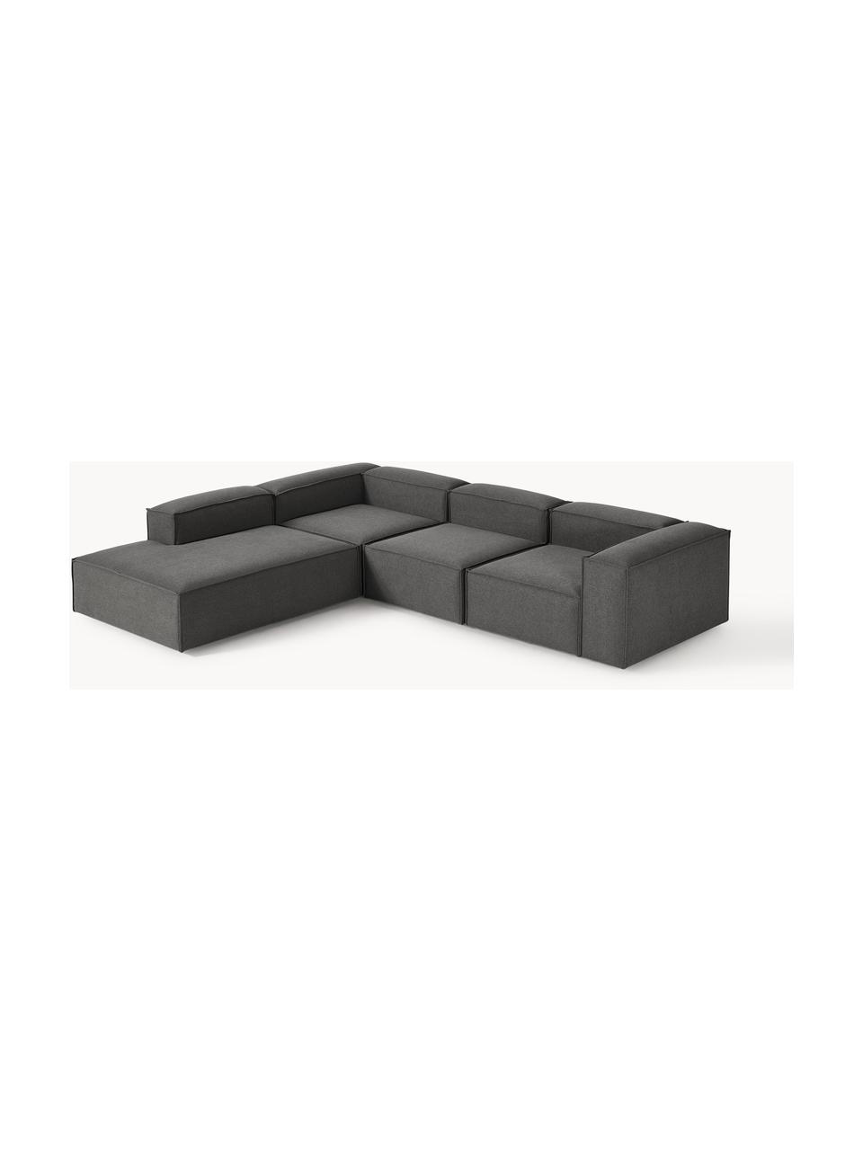 Sofá rinconera modular grande Lennon, Tapizado: 100% poliéster Alta resis, Estructura: madera contrachapada de p, Patas: plástico Este producto es, Tejido gris antracita, An 329 x F 269 cm, chaise longue izquierda