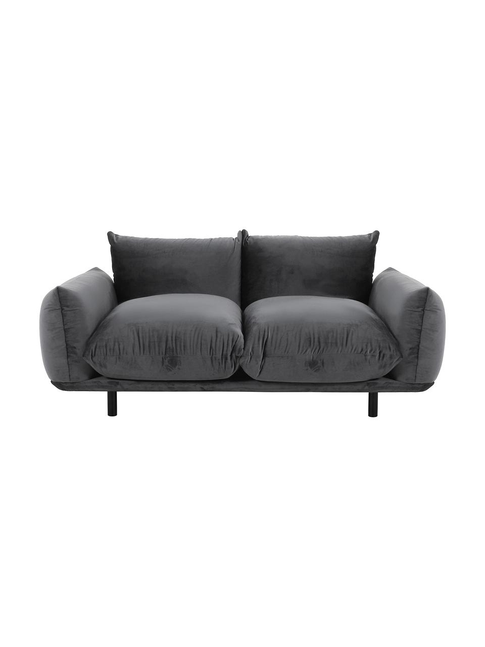 Samt-Sofa Saga (2-Sitzer), Bezug: 100% Polyestersamt 35.000, Gestell: Massives Birkenholz, Samt Dunkelgrau, B 170 x T 103 cm