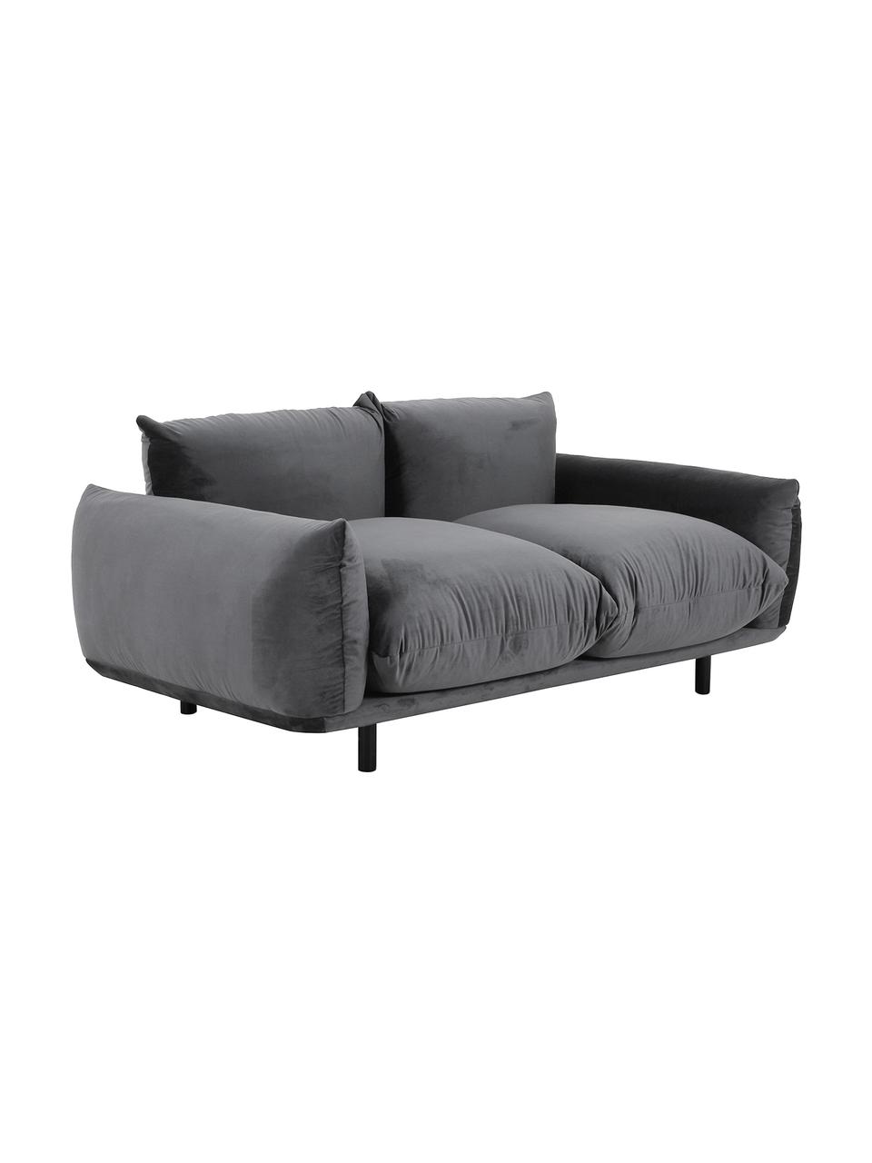 Samt-Sofa Saga (2-Sitzer), Bezug: 100% Polyestersamt 35.000, Gestell: Massives Birkenholz, Samt Dunkelgrau, B 170 x T 103 cm