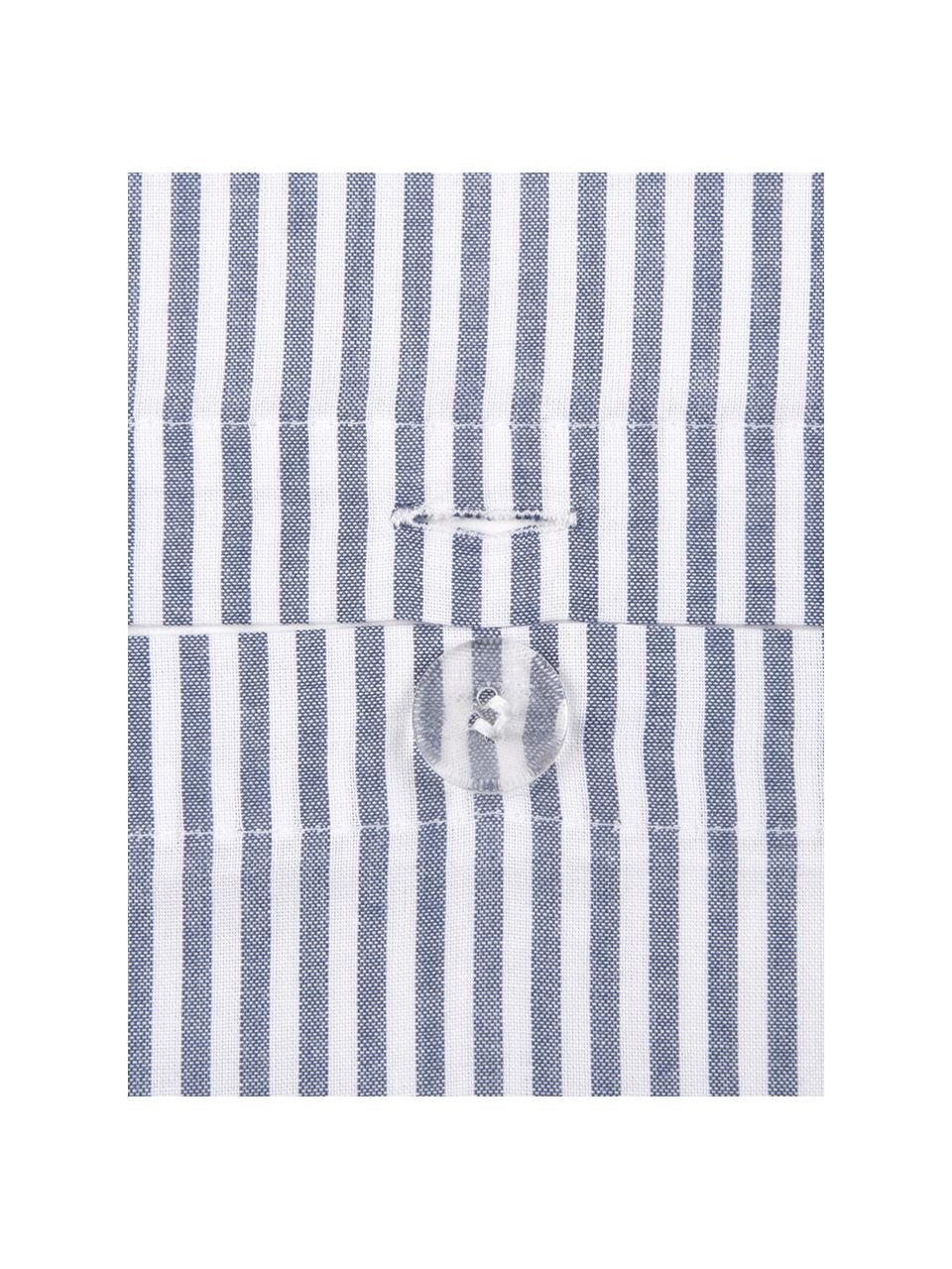 Funda nórdica de algodón Ellie, Blanco, azul oscuro, Cama 90 cm (150 x 200 cm)