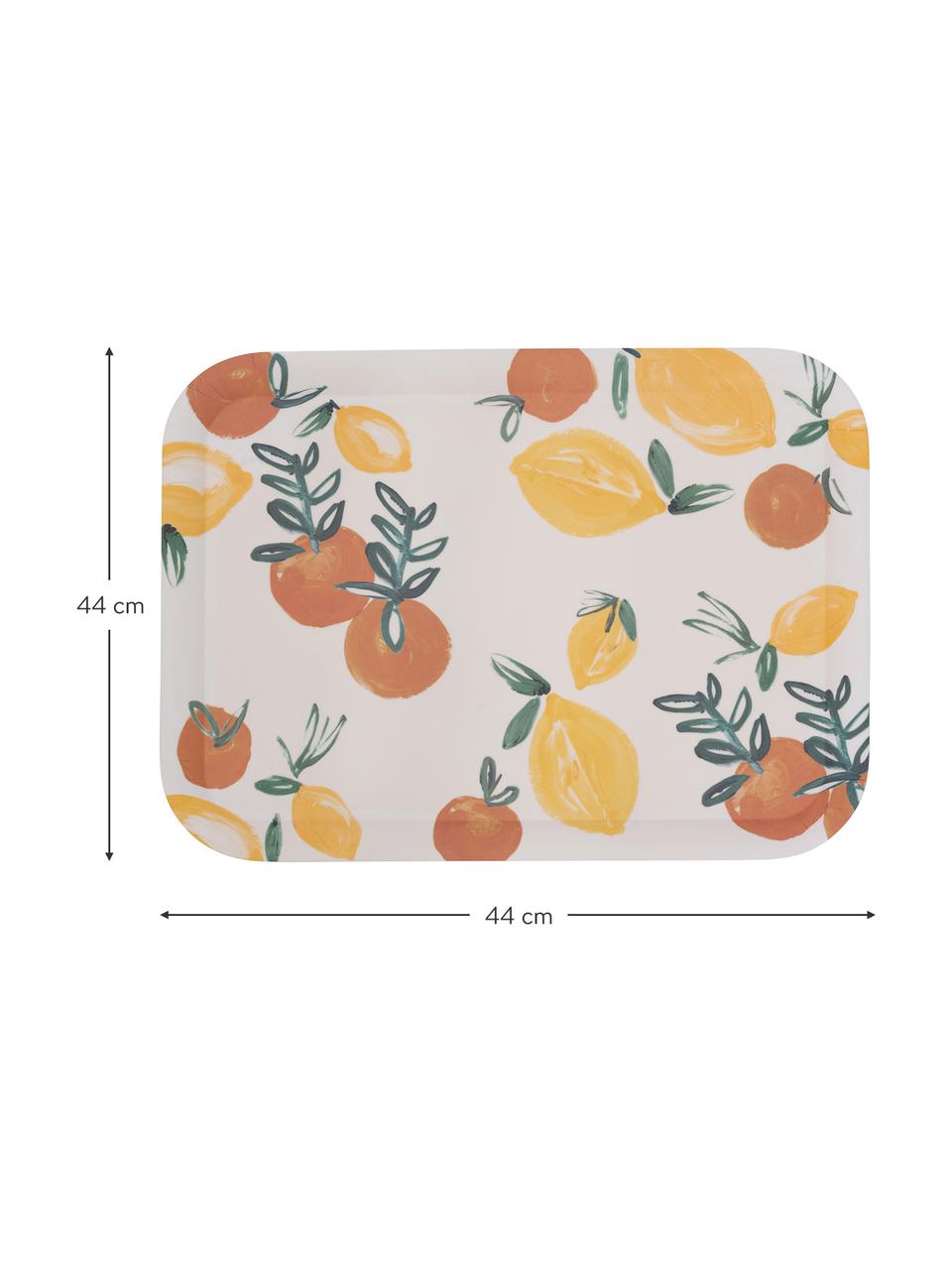 Bamboe-dienblad Sicilian Summer, L 44 x B 33 cm, Bamboevezels, Beige, geel, oranje, 33 x 44 cm