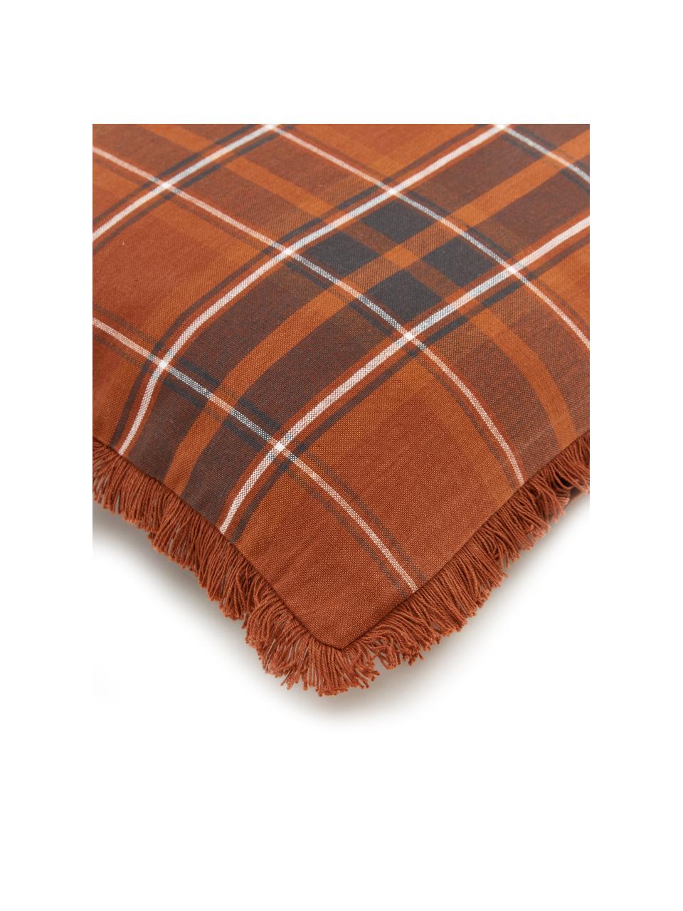 Poszewka na poduszkę z frędzlami Stirling, 100% bawełna, Terakota, S 45 x D 45 cm