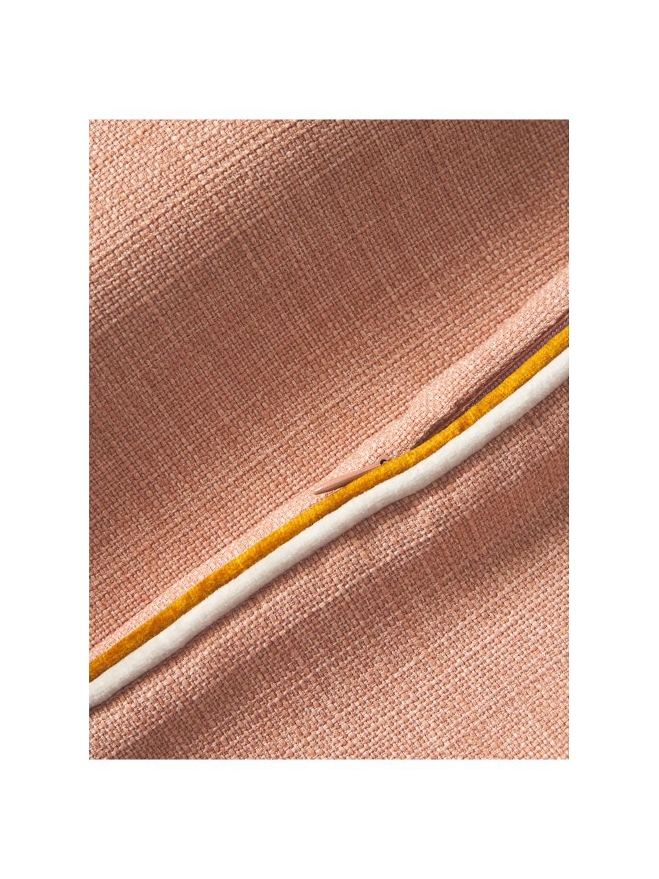Federa arredo rosa con bordo in bordino bicolore Cressida, 100% poliestere, Rosa, Larg. 45 x Lung. 45 cm