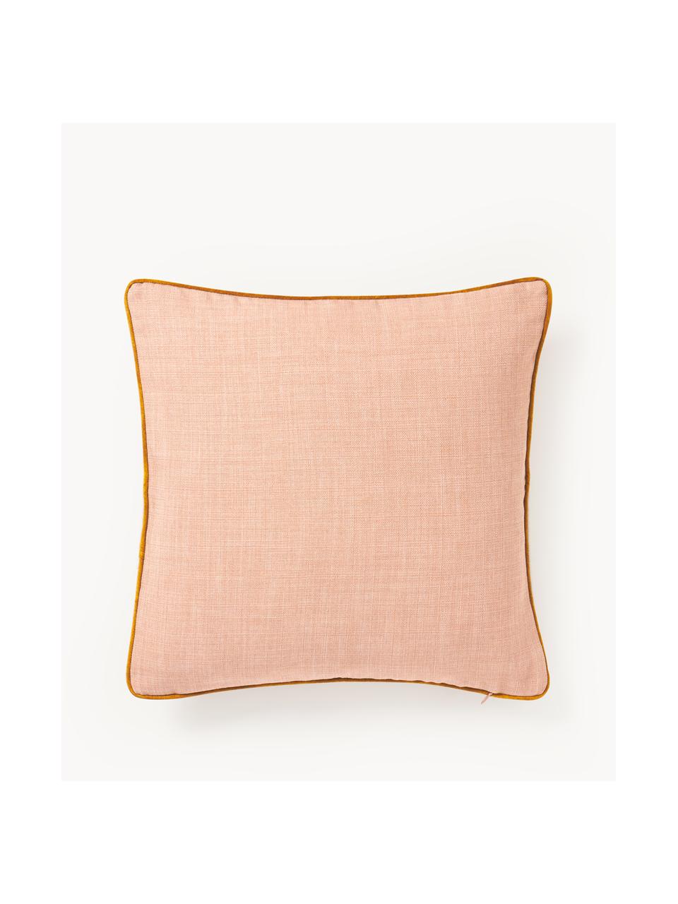 Funda de cojín con ribete Cressida, 100% poliéster, Rosa, An 45 x L 45 cm