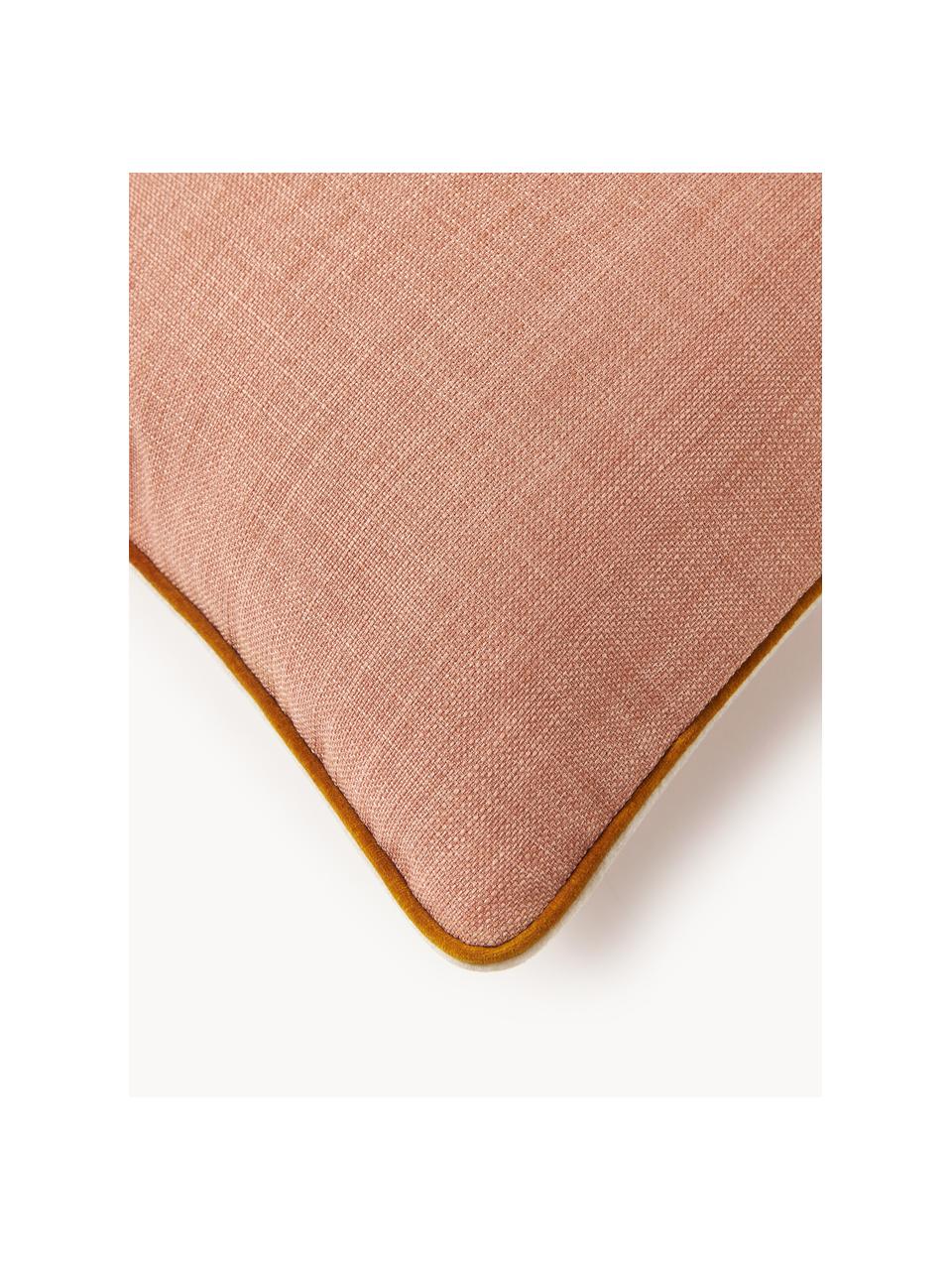 Kissenhülle Cressida mit zweifarbiger Kederumrandung, 100 % Polyester, Peach, B 45 x L 45 cm