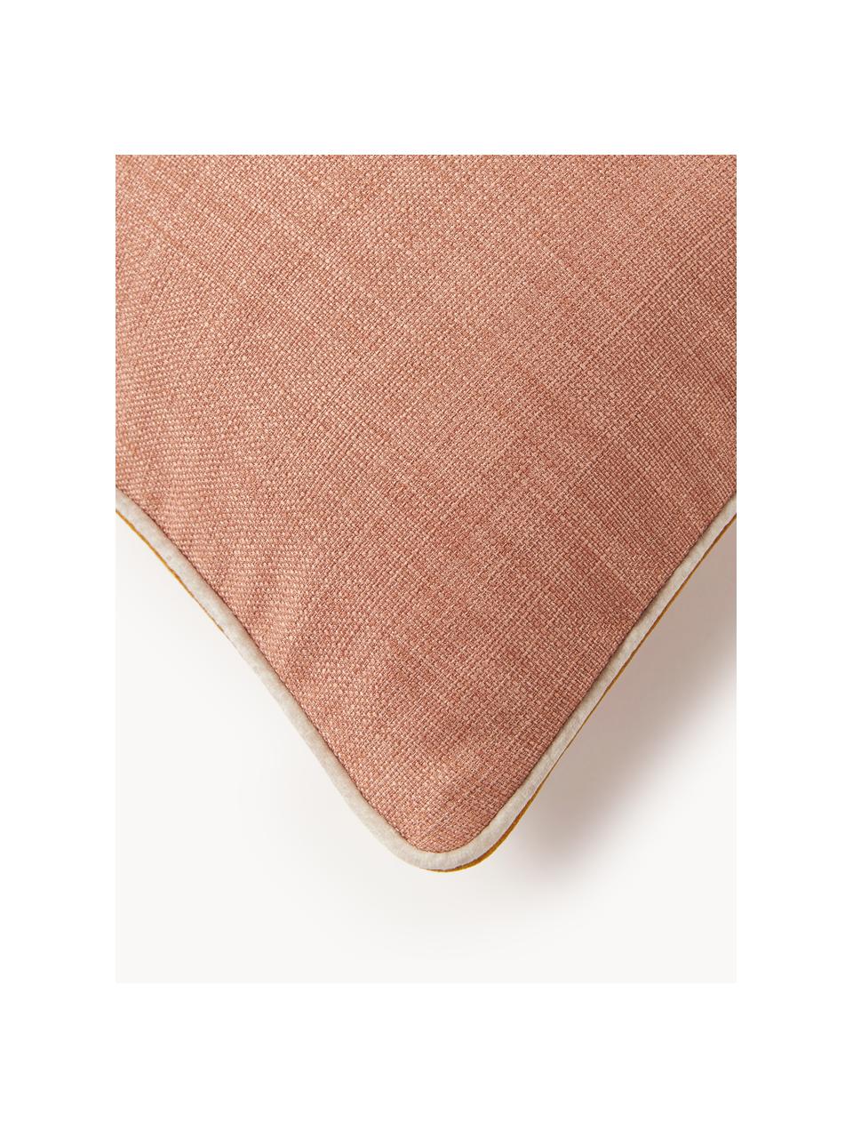 Kissenhülle Cressida mit zweifarbiger Kederumrandung, 100 % Polyester, Peach, B 45 x L 45 cm