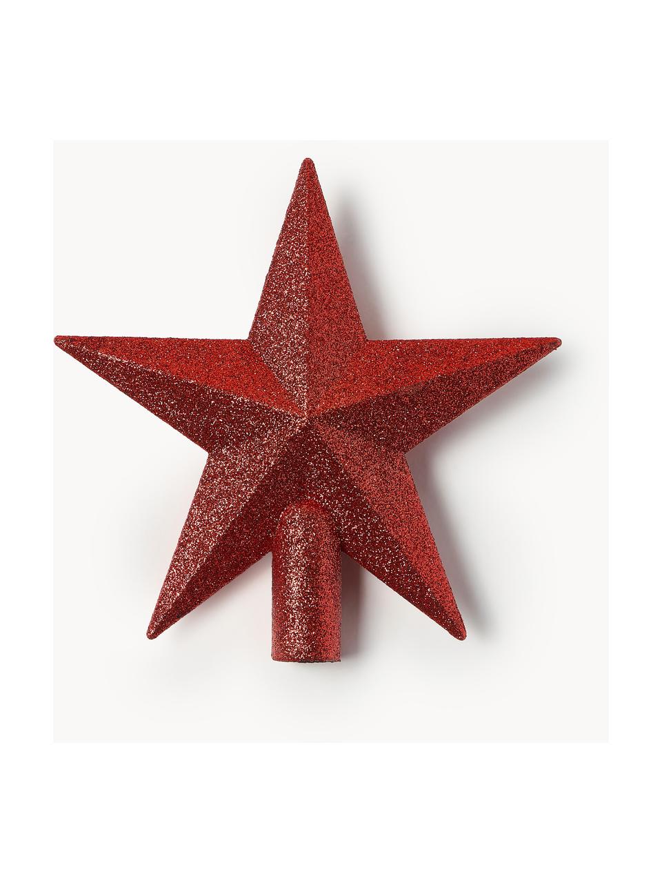 Cimier sapin incassable Morning Star, haut. 19 cm, Plastique, paillettes, Rouge rouille, haut. 19 cm