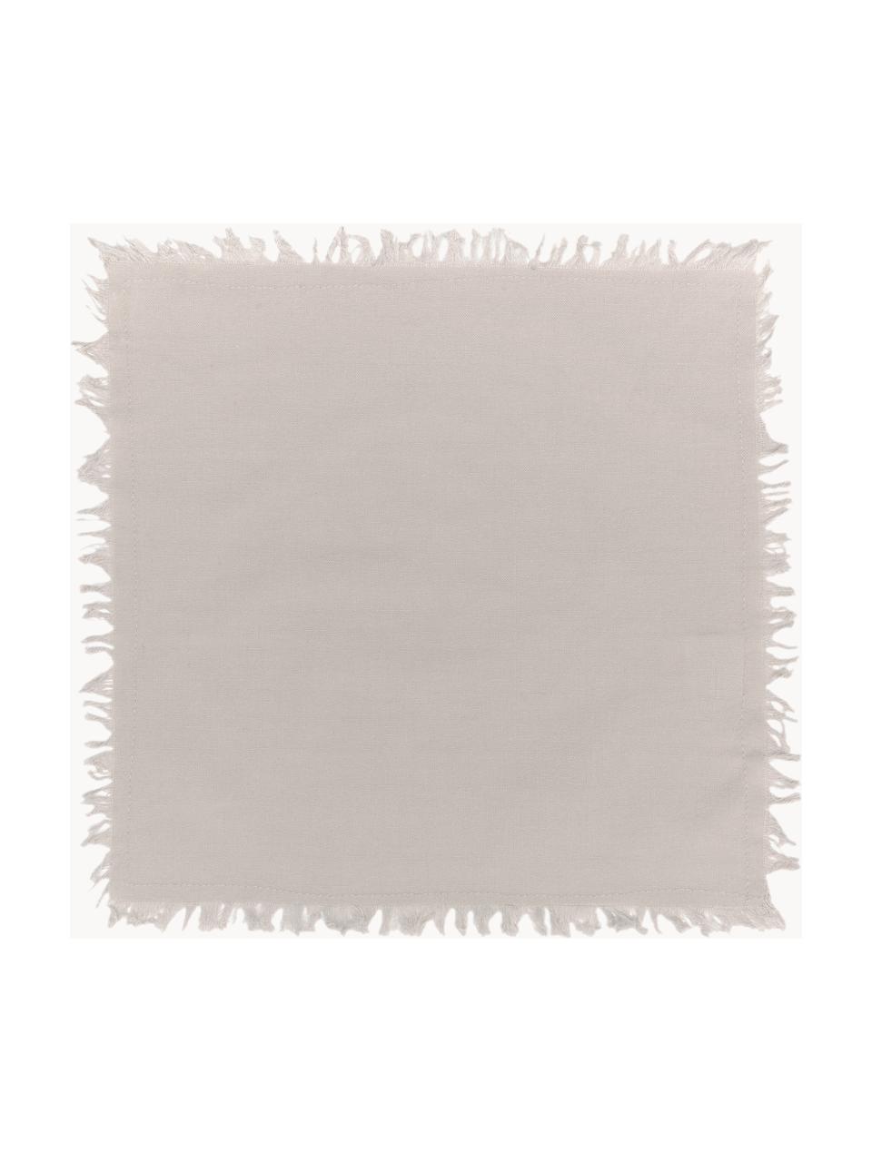 Serviettes de table à franges Nalia, 2 pièces, Coton, Beige clair, larg. 35 x long. 35 cm