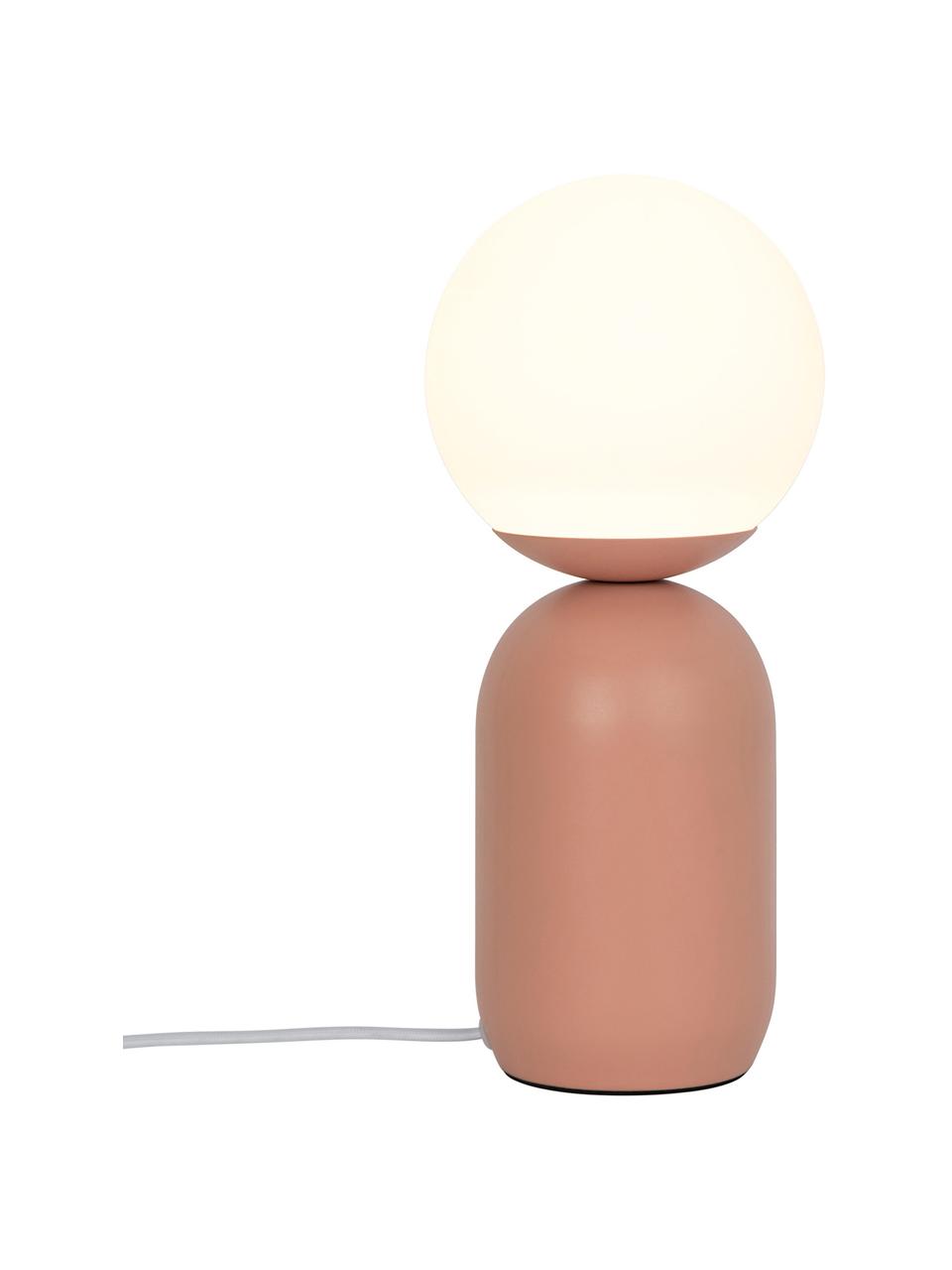 Lampada da tavolo piccola Notti, Base della lampada: metallo, rivestito, Paralume: vetro soffiato, Bianco, terracotta, Ø 15 x Alt. 35 cm