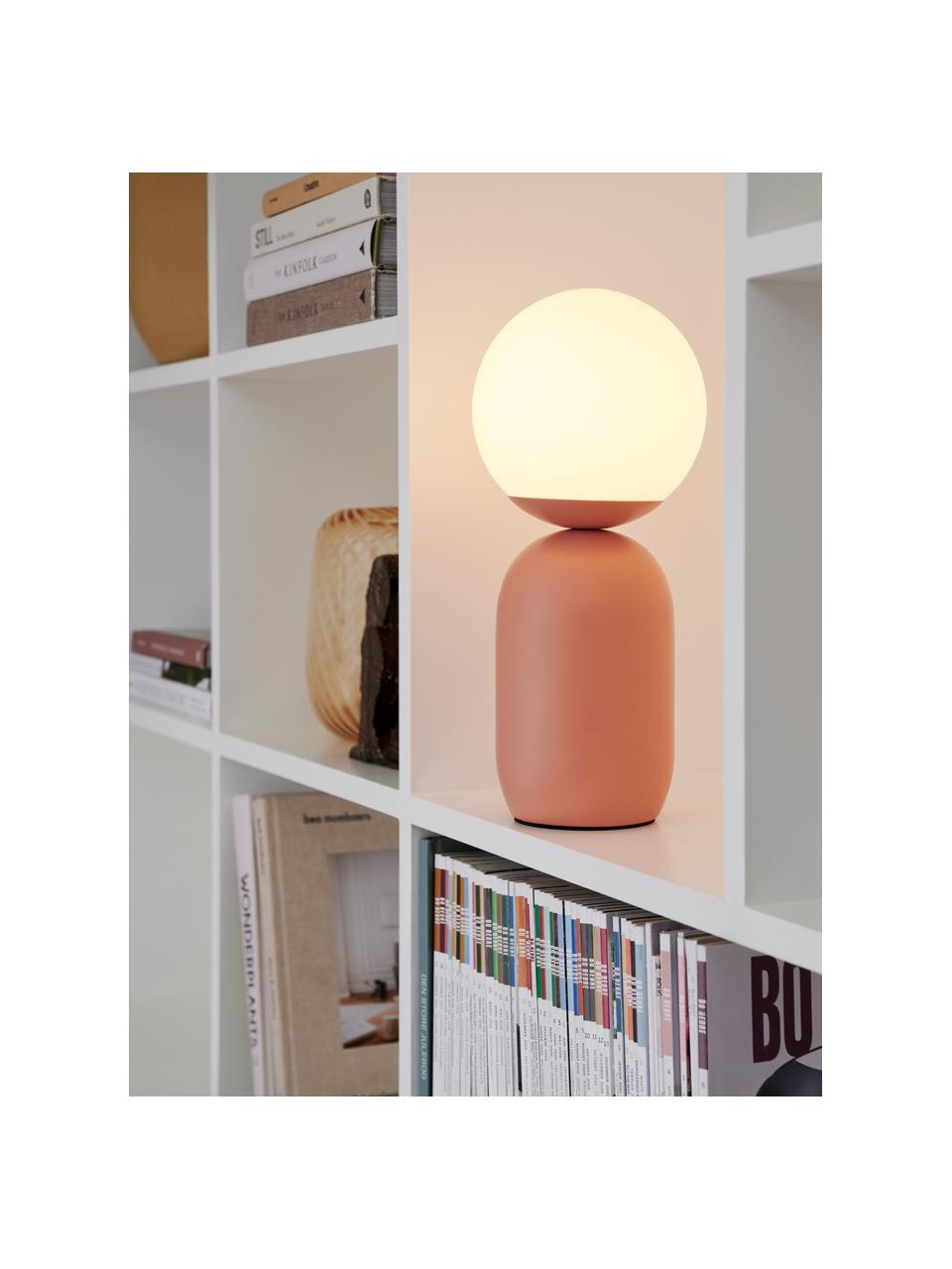 Kleine tafellamp Notti, Lampvoet: gecoat metaal, Lampenkap: mondgeblazen glas, Wit, terracottakleurig, Ø 15 x H 35 cm