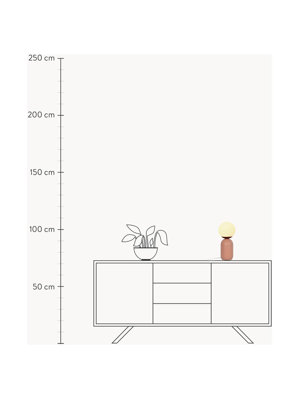 Lámpara de mesa pequeña Notti, Pantalla: vidrio soplado, Cable: cubierto en tela, Blanco, terracota, Ø 15 x Al 35 cm