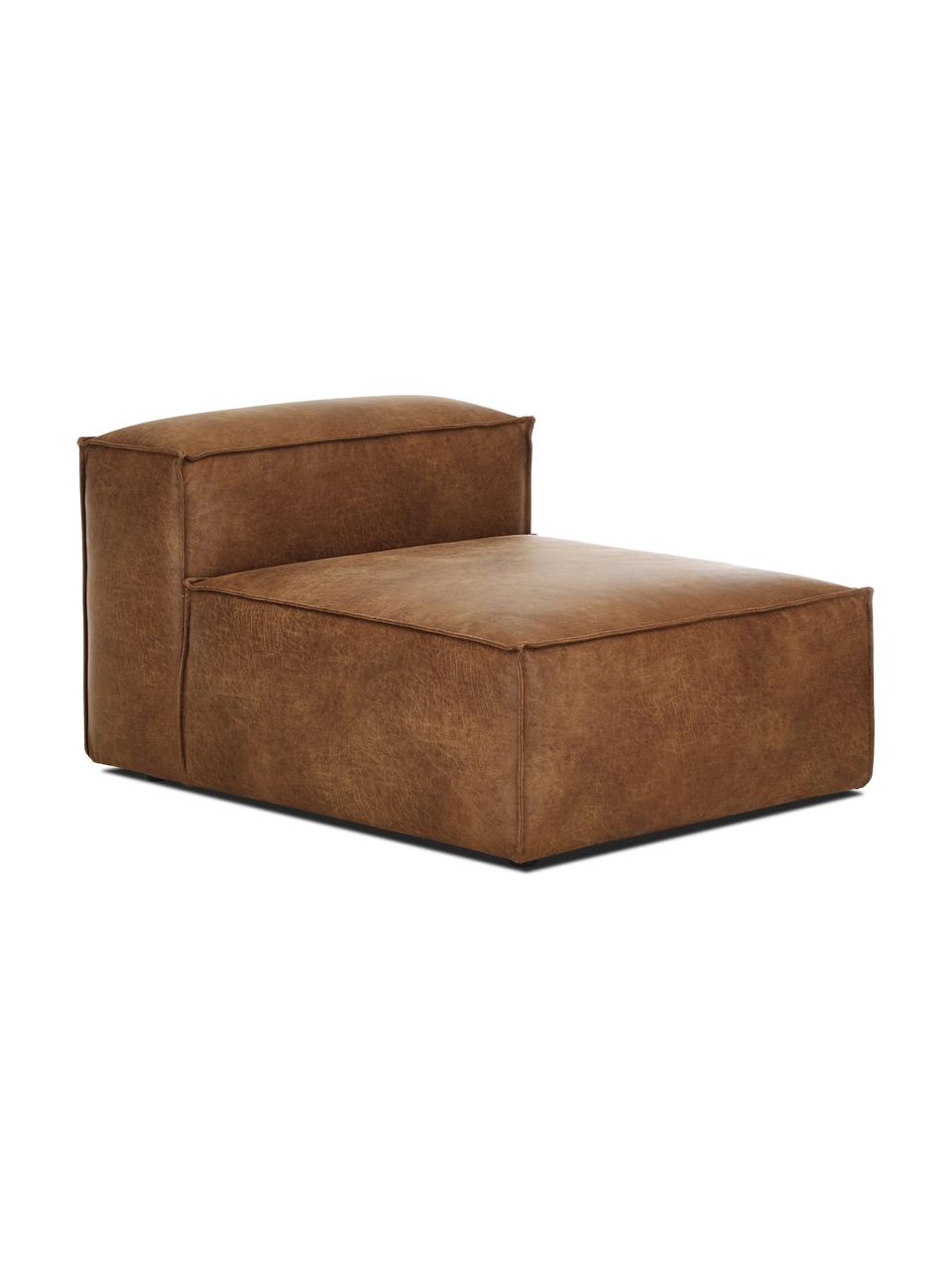 Middelste module Lennon van gerecycled leer, Bekleding: gerecycled leer (70% leer, Frame: massief hout, multiplex, Poten: kunststof, Leer bruin, B 89 x D 119 cm
