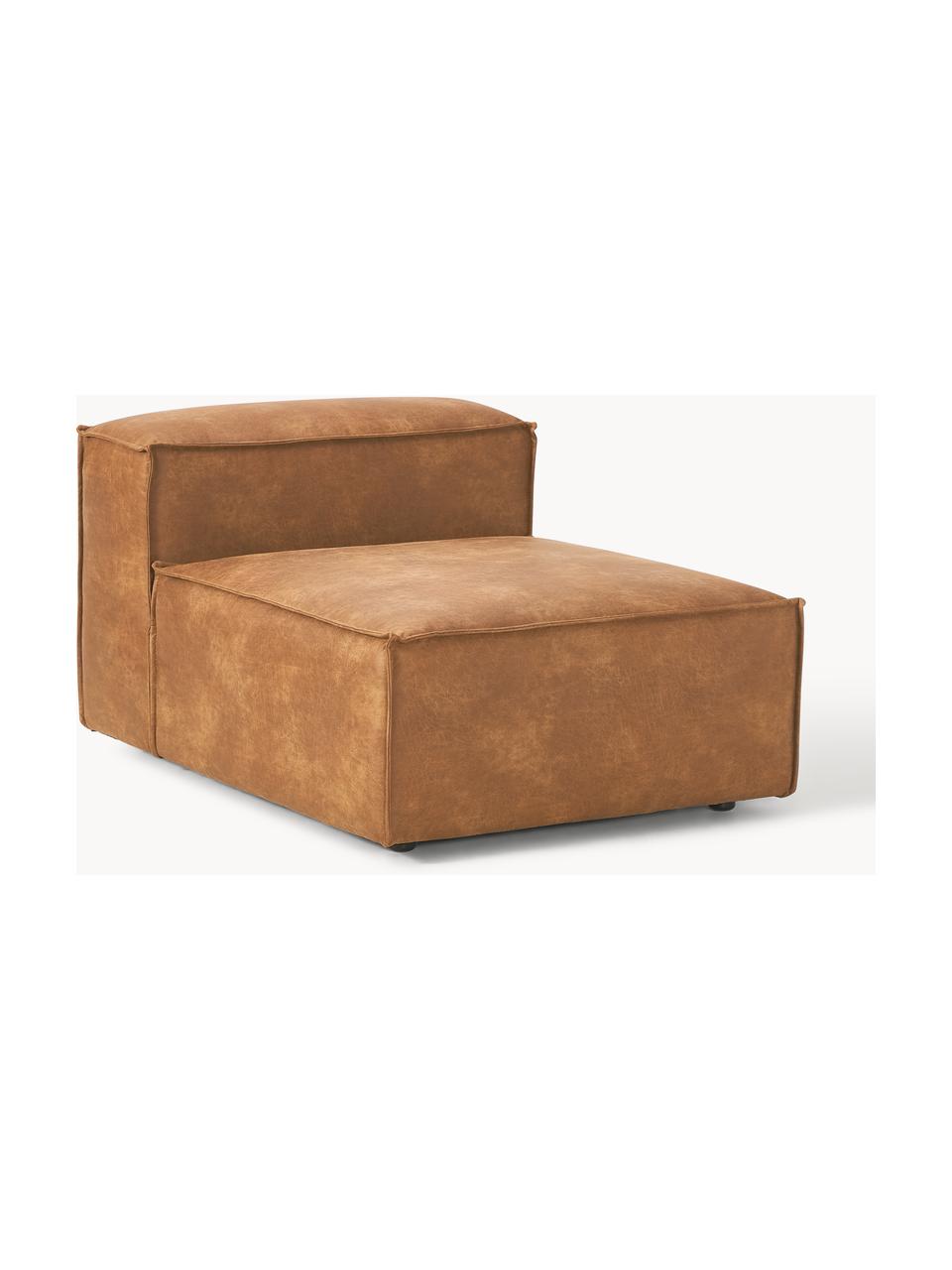 Módulo central sofá de cuero reciclado Lennon, Tapizado: cuero reciclado (70% cuer, Estructura: madera maciza, madera con, Patas: plástico Este producto es, Cuero marrón, An 89 x F 119 cm