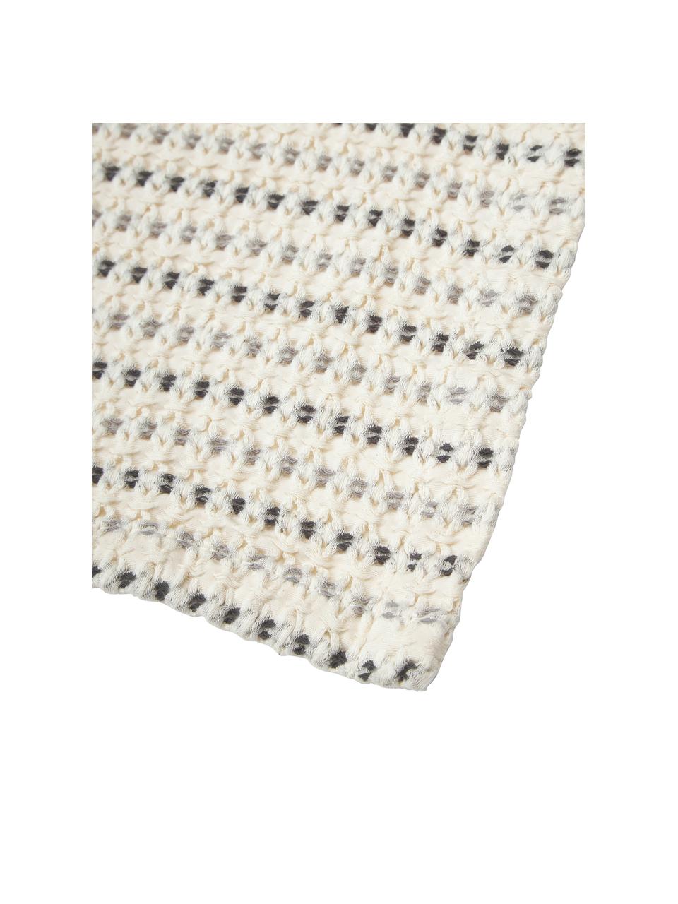 Baumwolldecke Kimber mit Waffelstruktur, 100 % Baumwolle, Cremeweiß, Grautöne, B 130 x L 170 cm