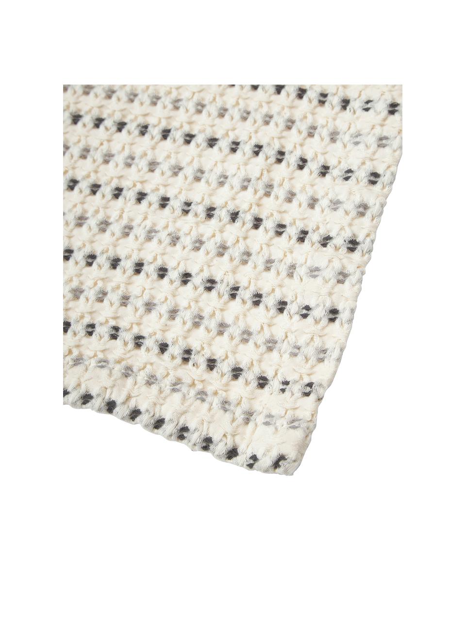 Coperta in cotone a nido d'ape Kimber, 100% cotone, Bianco crema, tonalità grigie, Larg. 130 x Lung. 170 cm