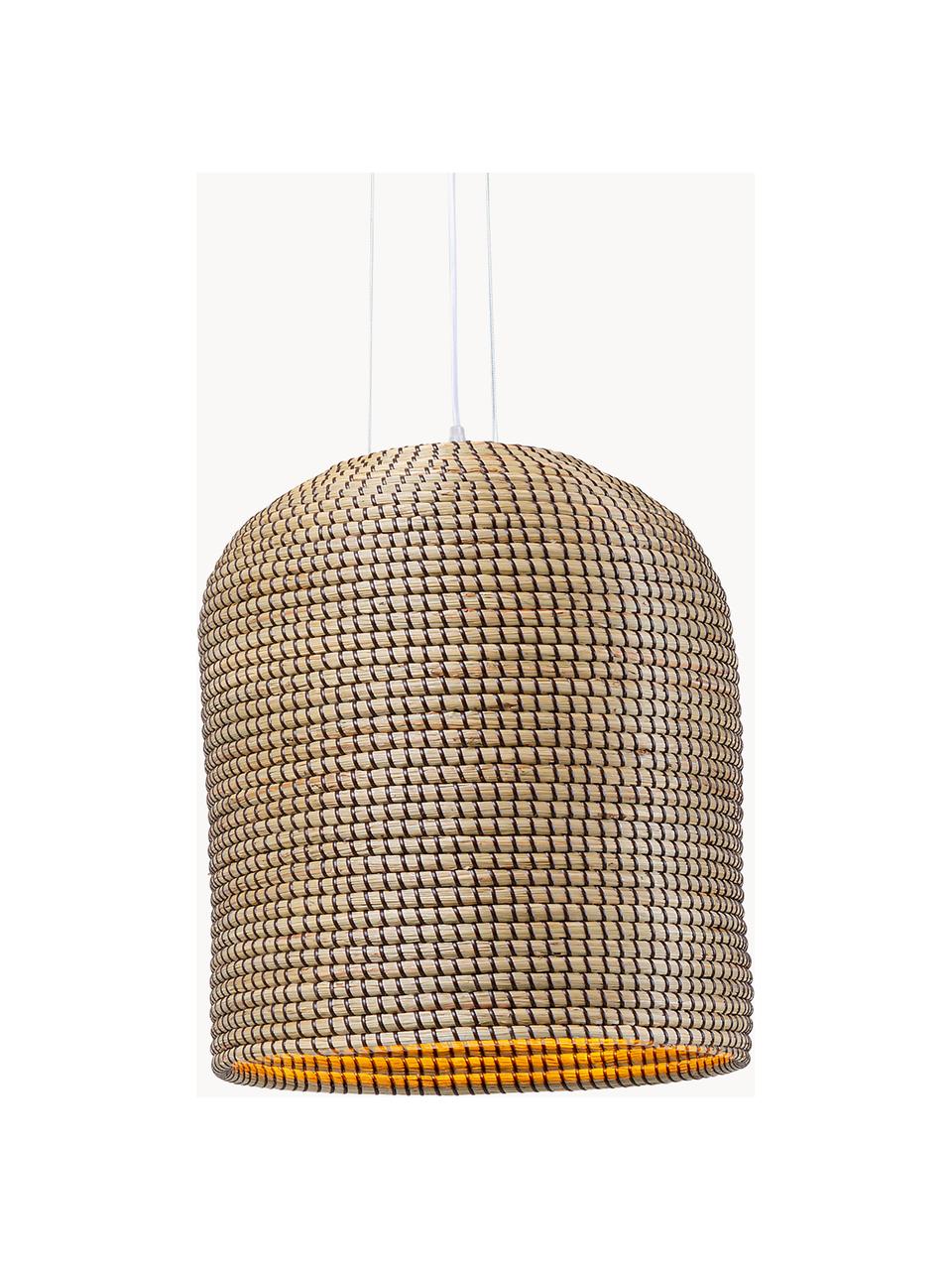 Lampada a sospensione in alghe marine Palma, Paralume: alghe, Baldacchino: metallo rivestito, Beige, nero, Ø 37 x Alt. 44 cm