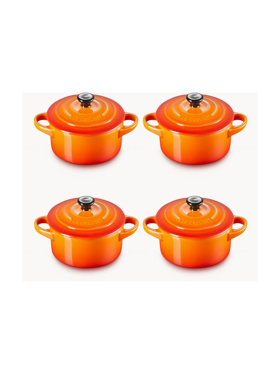 Töpfchen Cocotte Mini, 4 Stück, Steinzeug, Orangetöne, Schwarz, Ø 10 x H 8 cm, 250 ml