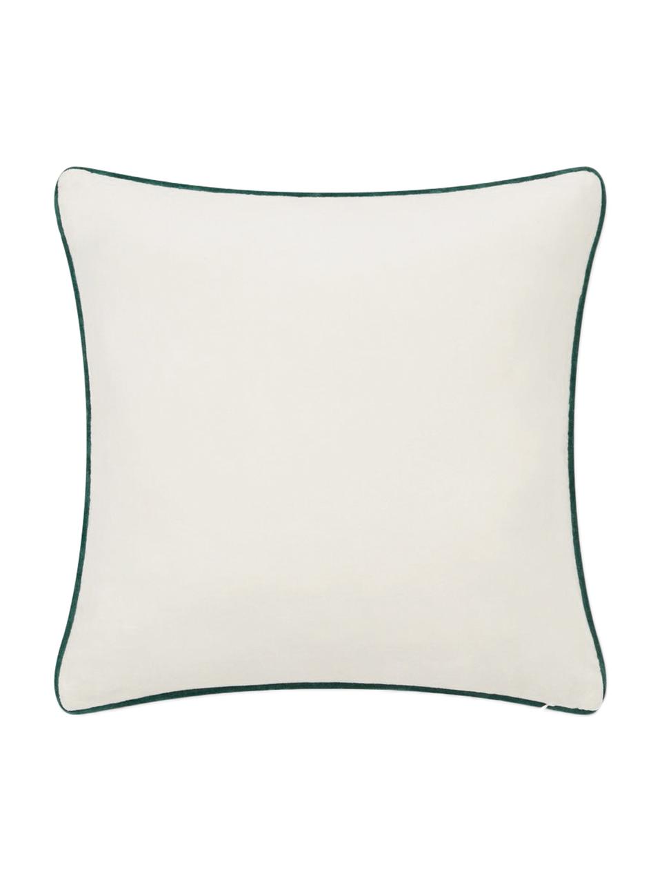 Poszewka na poduszkę z aksamitu Holiday, Aksamit bawełniany, Biały, czerwony, zielony, S 50 x D 50 cm
