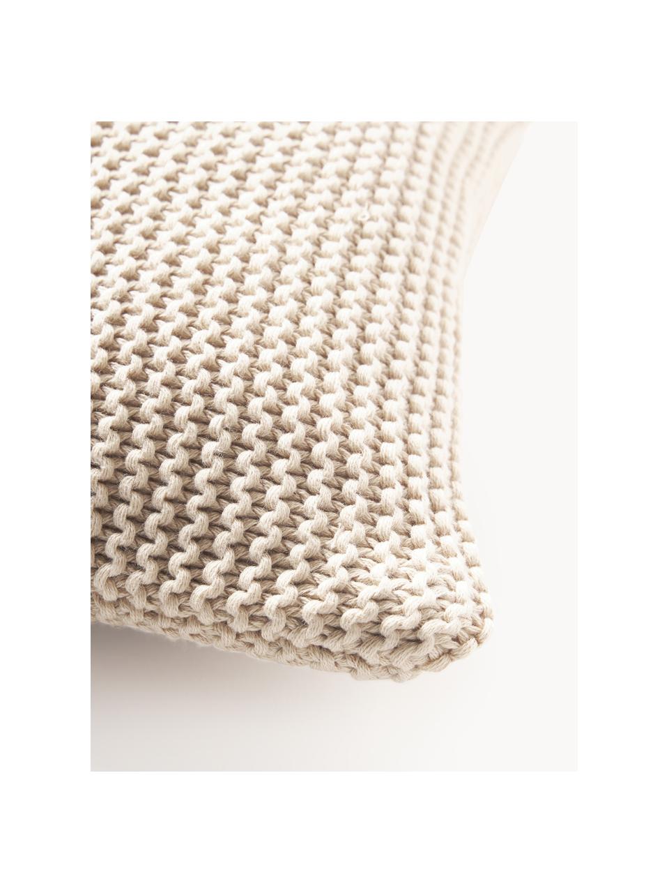 Strick-Kissenhülle Adalyn aus Bio-Baumwolle, 100% Bio-Baumwolle, GOTS-zertifiziert, Hellbeige, B 40 x L 40 cm