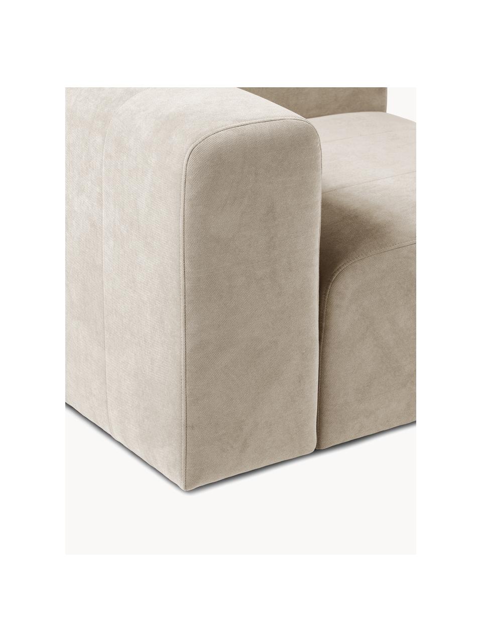 Eckmodul Lena, Bezug: Webstoff (88% Polyester, , Gestell: Kiefernholz, Schichtholz,, Webstoff Hellbeige, B 105 x T 106 cm, Eckteil links