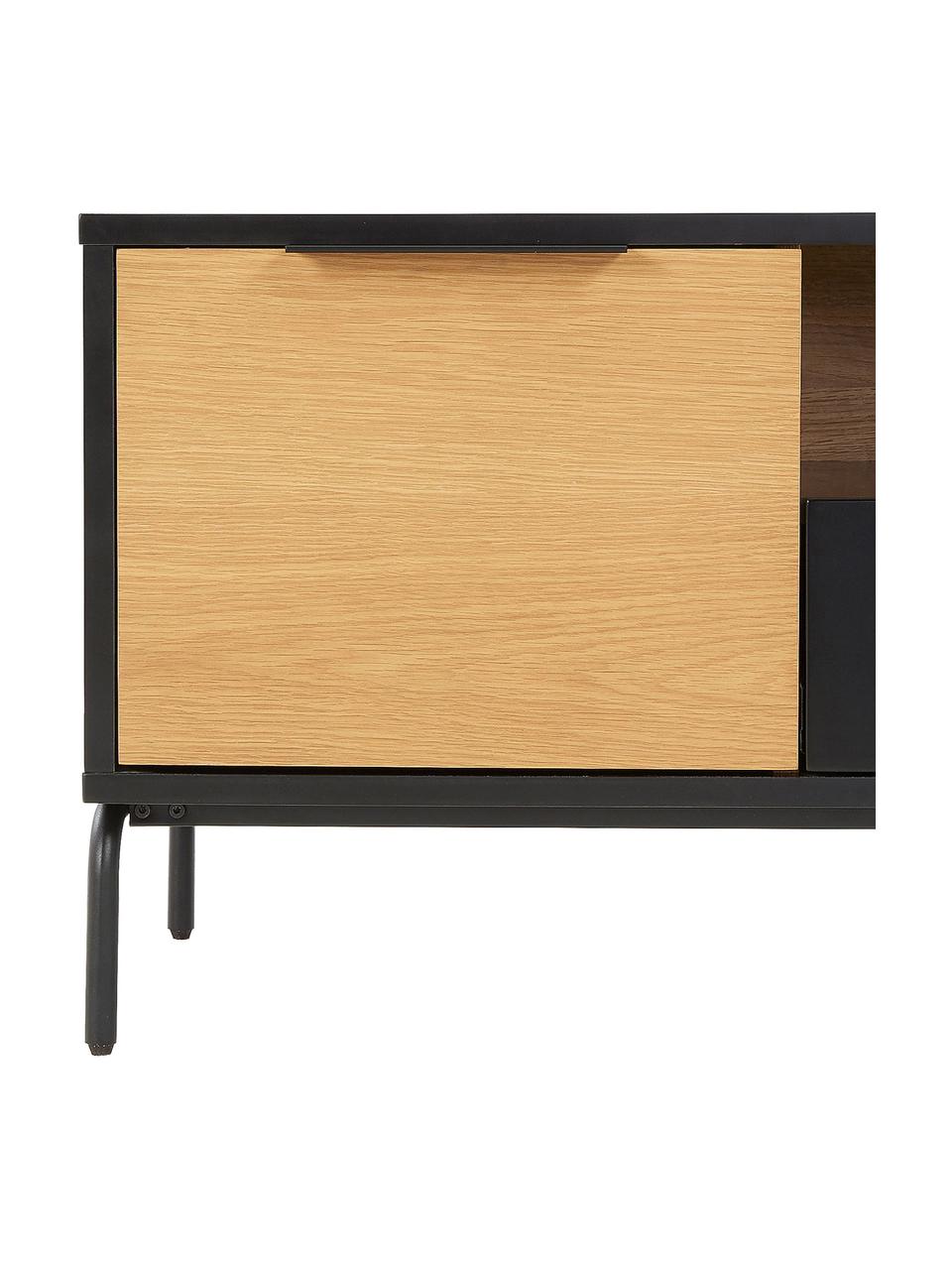 TV-Lowboard Stellar mit einer Türe und Schublade, Schwarz, Eichenholz, 120 x 50 cm