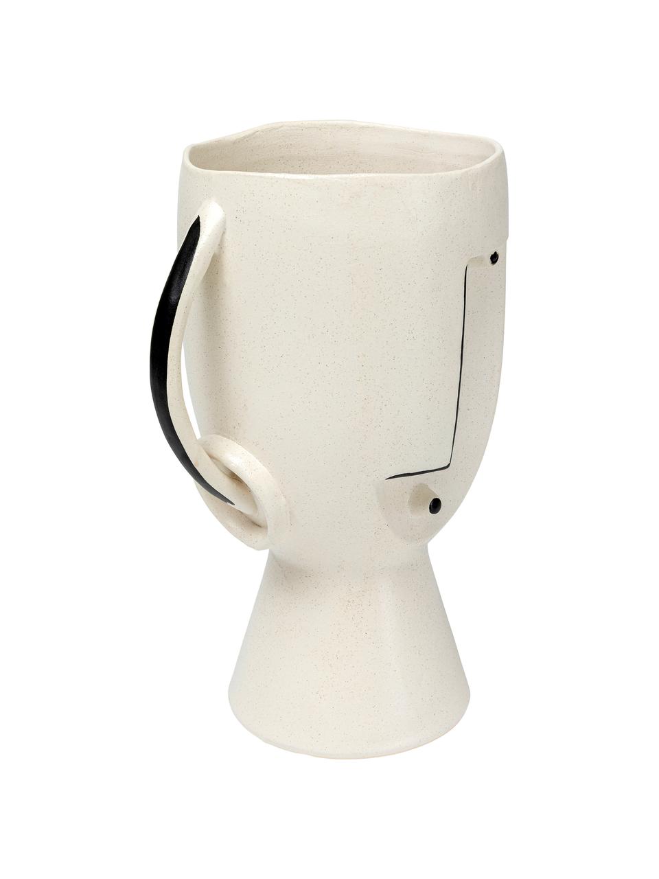 Vaso di design motivo viso Face, Gres, Bianco, nero, Larg. 23 x Alt. 30 cm