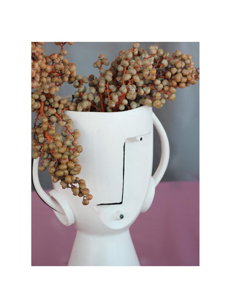 Vaso di design motivo viso Face, Gres, Bianco, nero, Larg. 23 x Alt. 30 cm