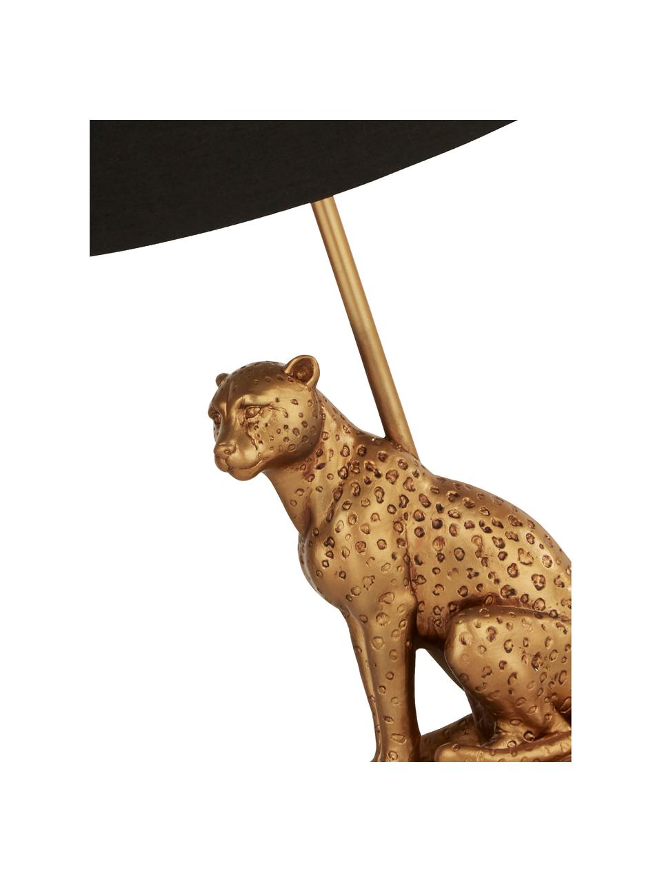 Lámpara de mesa de diseño Leopard, Pantalla: tela, Negro, dorado, Ø 24 x Al 43 cm