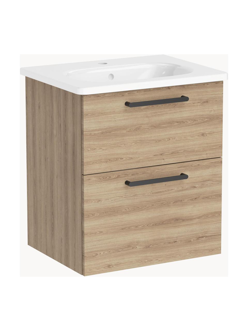 Lavabo con mobiletto Orna, Maniglie: metallo rivestito, Legno, Larg. 60 x Alt. 67 cm