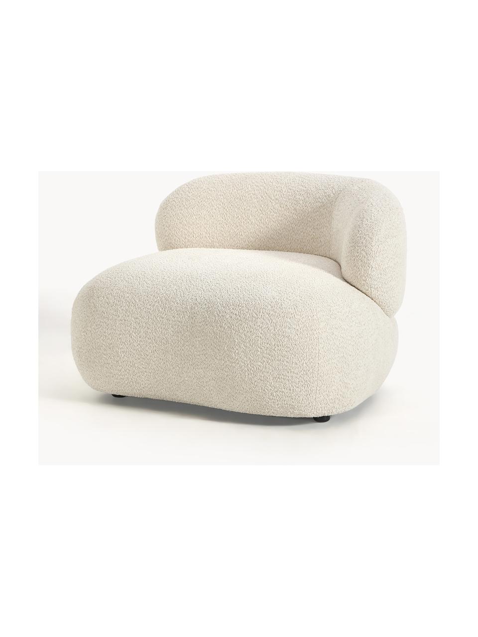 Loungesessel Alba aus Teddy-Bouclé, Bezug: 100 % Polyester Der strap, Gestell: Massives Fichtenholz, Kie, Teddy-Bouclé Off White, B 102 x T 89 cm, Rückenlehne rechts