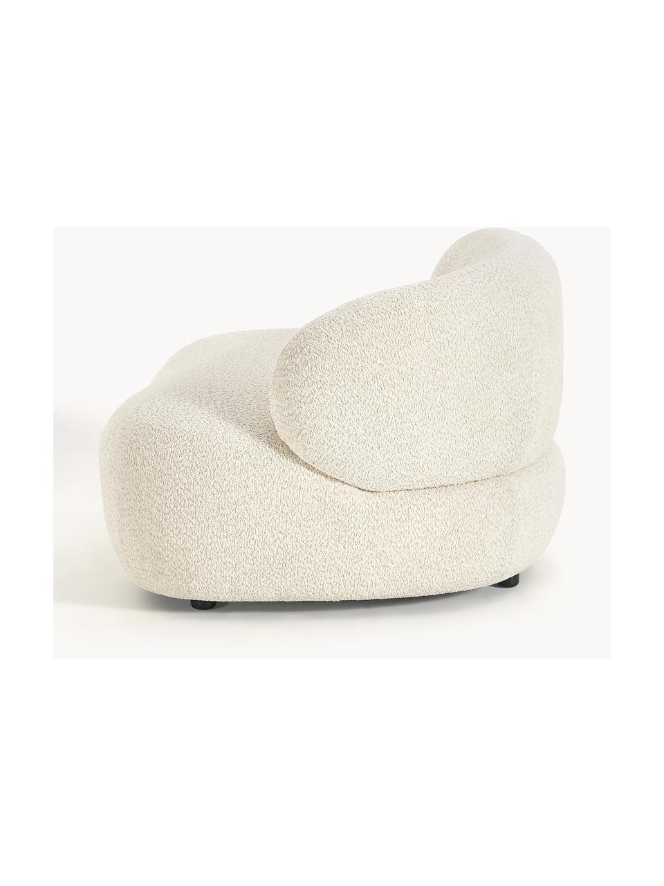 Loungesessel Alba aus Teddy-Bouclé, Bezug: 100 % Polyester Der strap, Gestell: Massives Fichtenholz, Kie, Füße: Kunststoff Dieses Produkt, Teddy-Bouclé Off White, B 102 x T 89 cm, Rückenlehne rechts