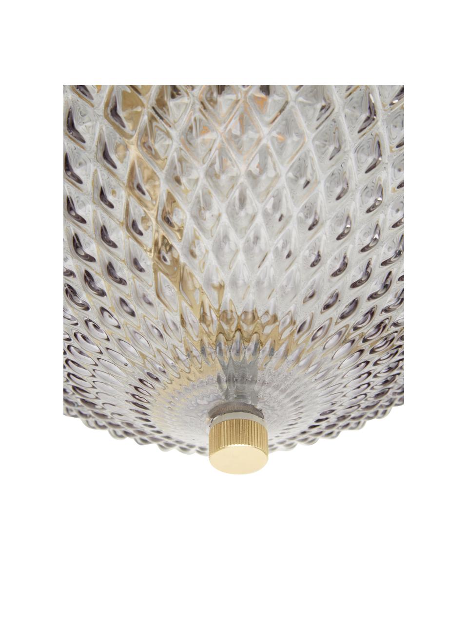 Kleine plafondlamp Orbiform van glas, Lampenkap: glas, Messingkleurig, grijs, Ø 23 x H 25 cm