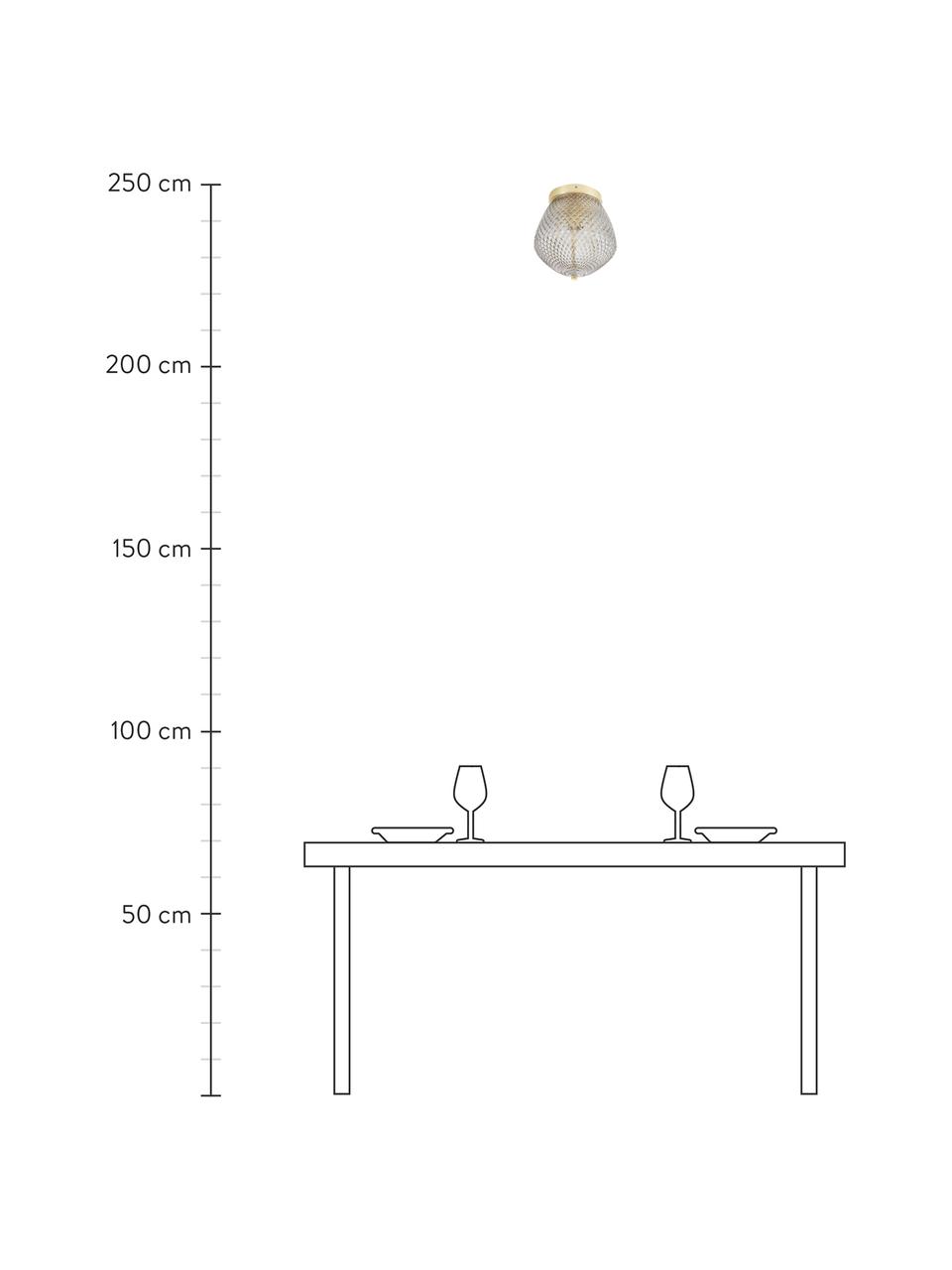 Plafón pequeño de vidrio Orbiform, Pantalla: vidrio, Fijación: metal recubierto, Latón, gris, Ø 23 x Al 25 cm
