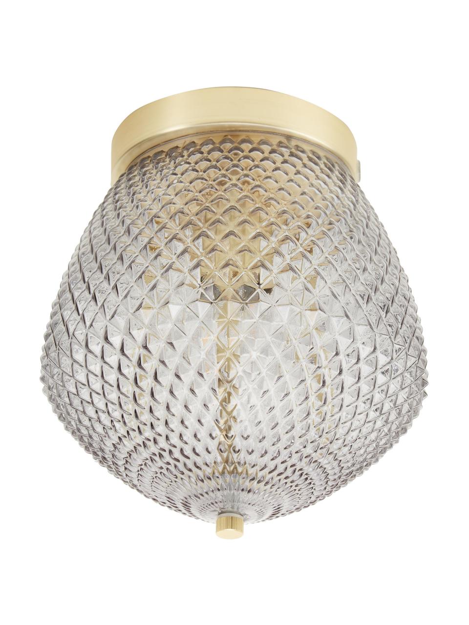 Malá stropná lampa zo skla Orbiform, Mosadzné odtiene, sivá, priehľadná, Ø 23 x V 25 cm