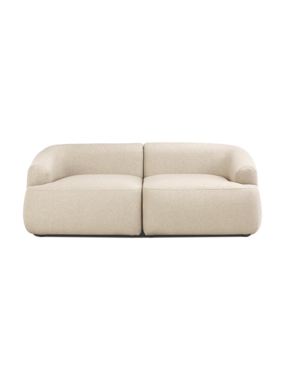 Modulaire bank Sofia (2-zits), Bekleding: 100% polypropyleen. Met 2, Frame: massief grenen, spaanplaa, Poten: kunststof., Geweven stof beige, B 192 x D 95 cm