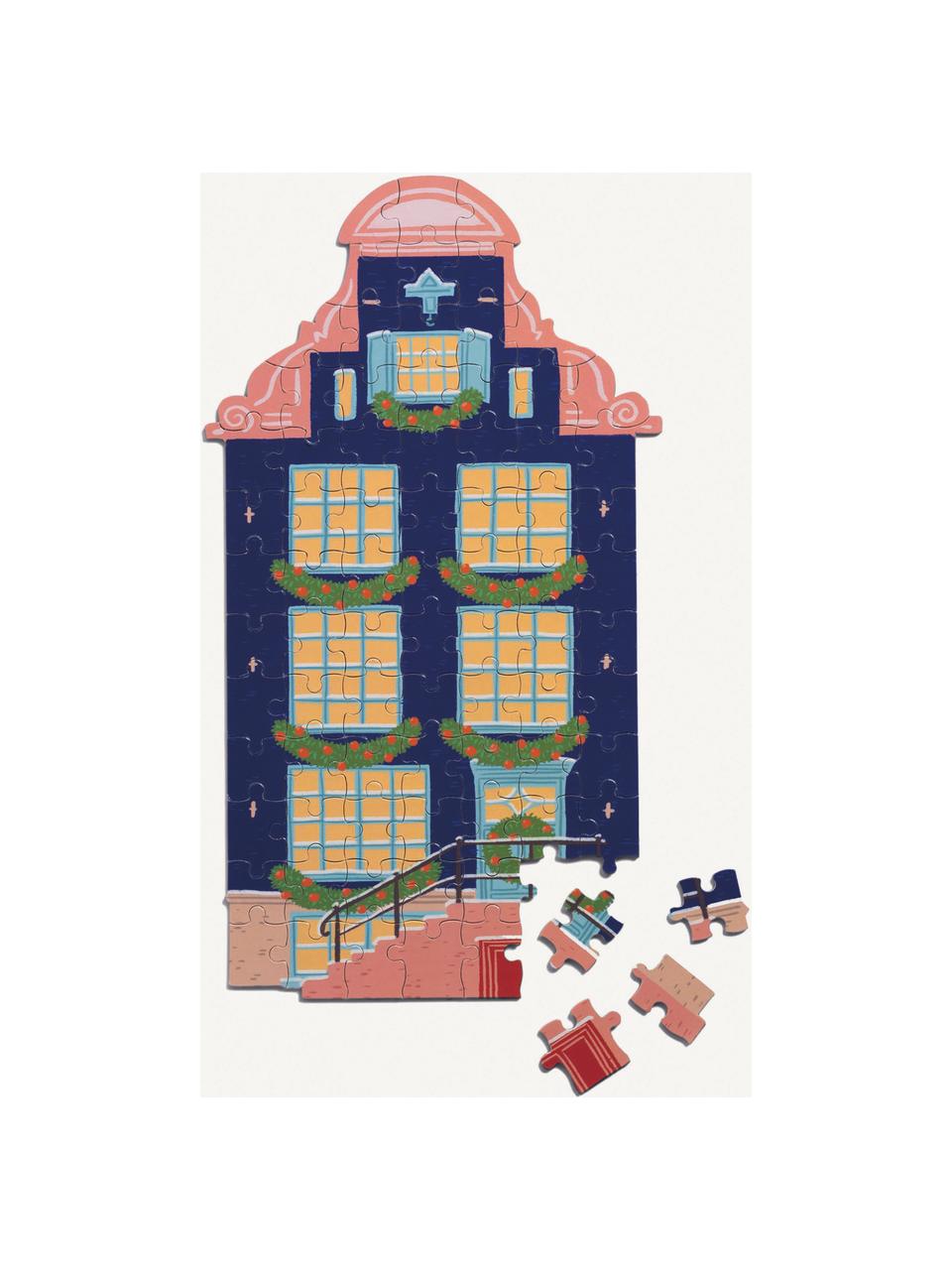 Puzzle fait main Stairs, Carton, Bleu foncé, rose, jaune pâle, turquoise, larg. 15 x prof. 27 cm