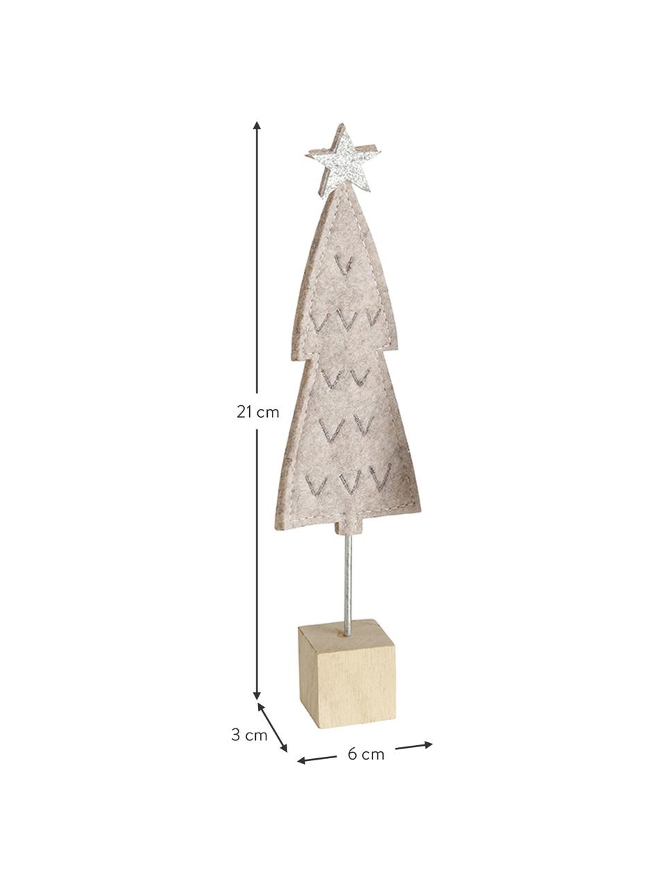 Decoratieve boompjes Refina van vilt H 21 cm, 4 stuks, Voetstuk: hout, Multicolour, B 6 cm x H 21 cm