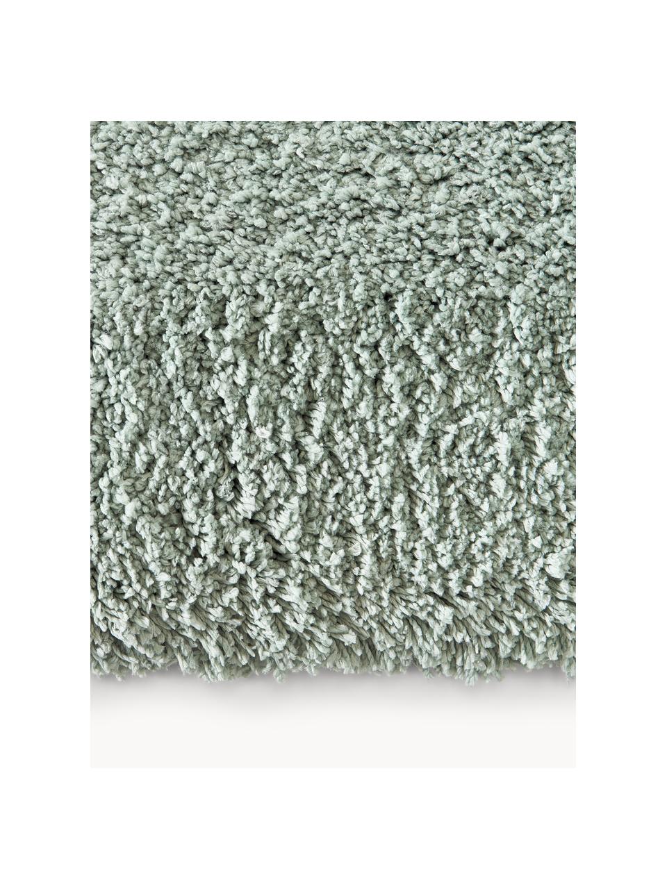 Načechraný koberec s vysokým vlasem Leighton, Šalvějově zelená, Š 80 cm, D 150 cm (velikost XS)