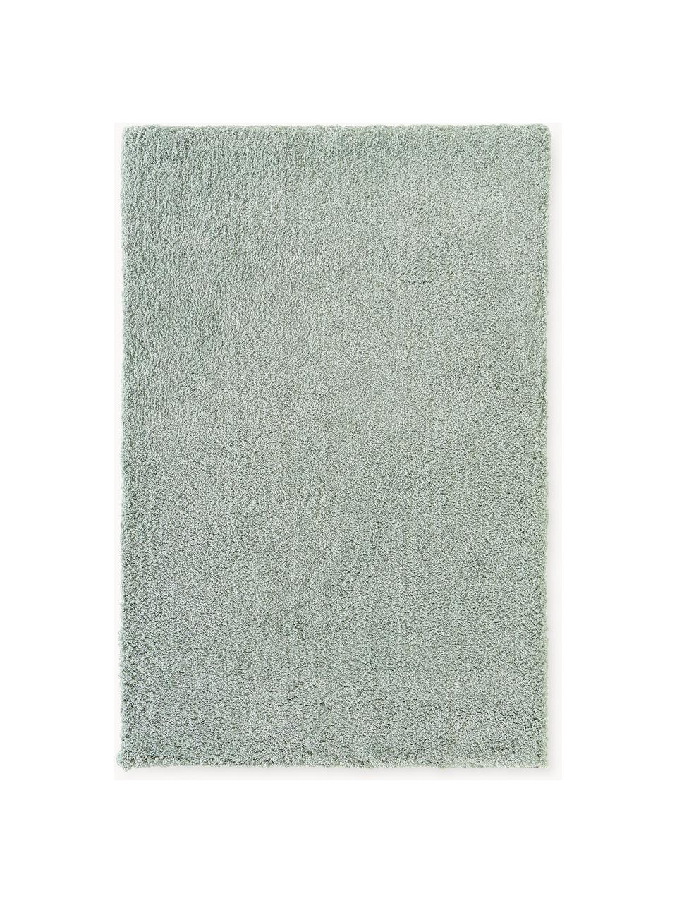 Flauschiger Hochflor-Teppich Leighton, Flor: Mikrofaser (100% Polyeste, Salbeigrün, B 80 x L 150 cm (Grösse XS)
