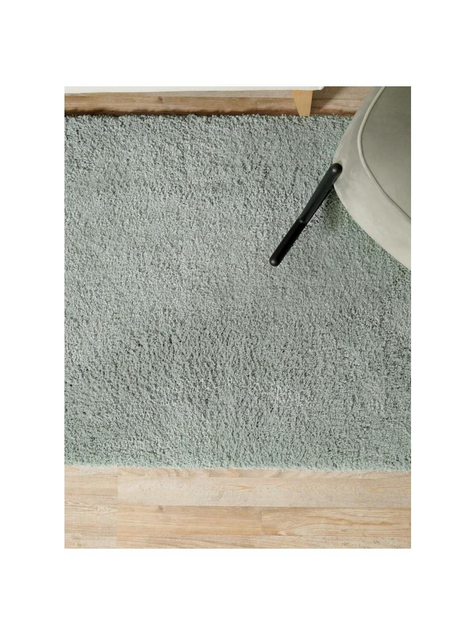 Flauschiger Hochflor-Teppich Leighton, Flor: Mikrofaser (100% Polyeste, Salbeigrün, B 80 x L 150 cm (Grösse XS)