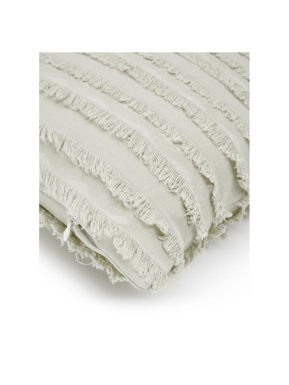 Copricuscino con frange decorative Jessie, 88% cotone, 7% viscosa, 5% lino, Beige, Larg. 45 x Lung. 45 cm