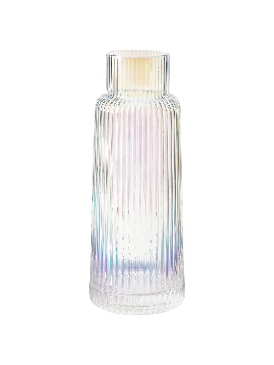 Jarra iridiscente con relieve Minna de Guglielmo Scilla, 1,1 L, Vidrio soplado artesanalmente, Cromo, transparente, iridiscente, 1,1 L