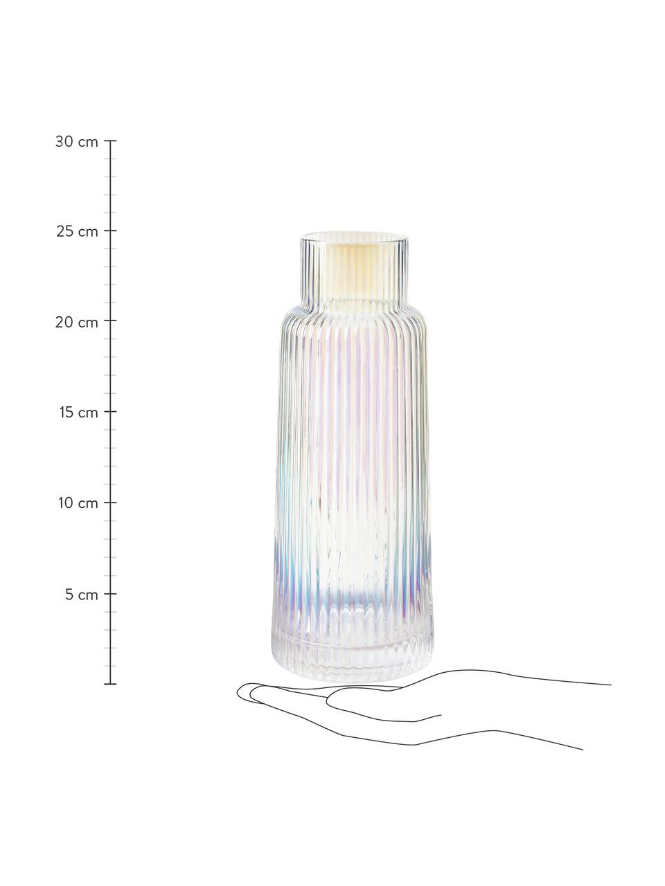 Carafe à eau avec surface irisée et relief rainuré Minna de Guglielmo Scilla, 1.1 L, Verre, soufflé bouche, Chrome, transparent, irisé, 1,1 l