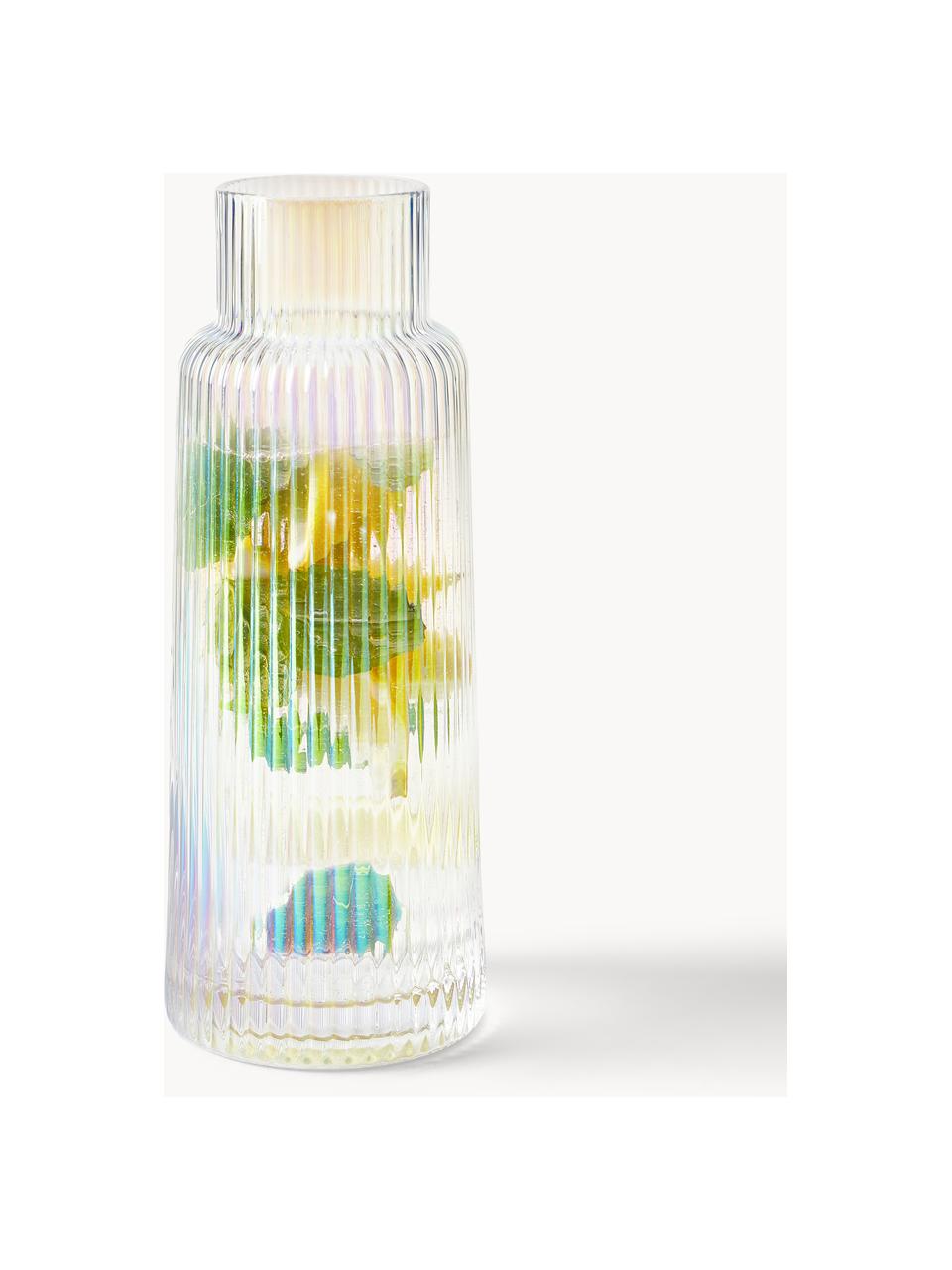 Carafe à eau en verre irisé et strié Minna de Guglielmo Scilla, 1,1 L, Verre, soufflé bouche, Chrome, transparent, irisé, 1,1 L