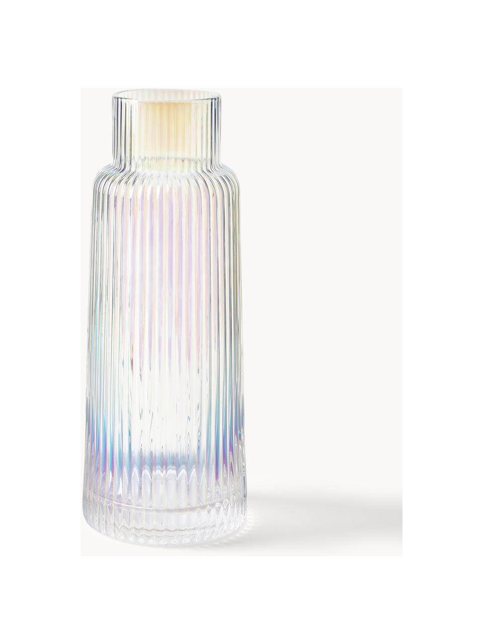 Jarra iridiscente con relieve Minna, 1,1 L, Vidrio soplado artesanalmente, Cromo, transparente, iridiscente, 1,1 L
