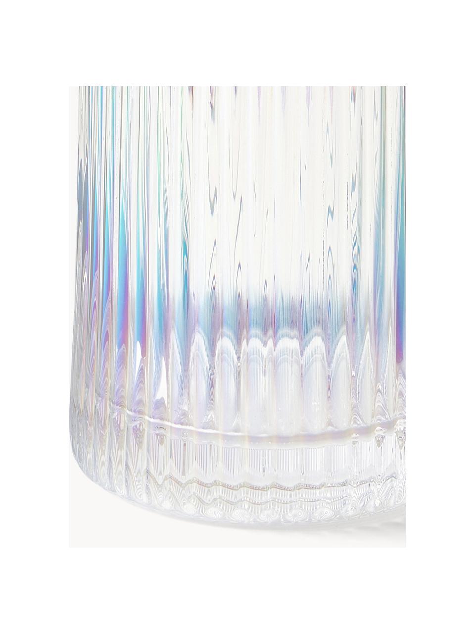 Caraffa con superficie millerighe iridescente Minna, 1,1 L, Vetro soffiato, Trasparente, iridescente, 1.1 L