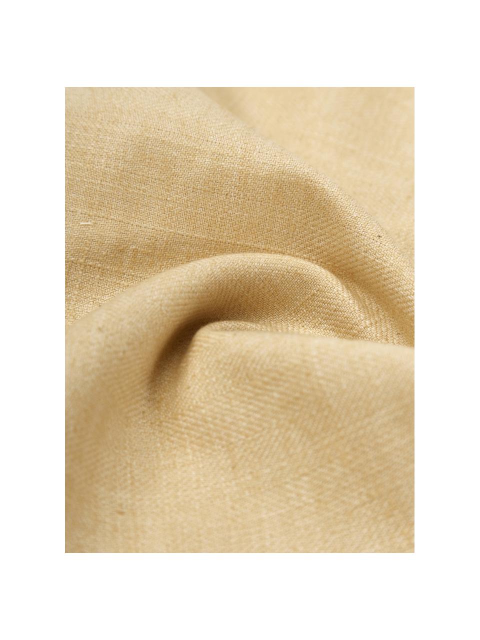 Kussenhoes Camille met franjes, 60% polyester, 25% katoen, 15% linnen, Lichtgeel, B 45 x L 45 cm
