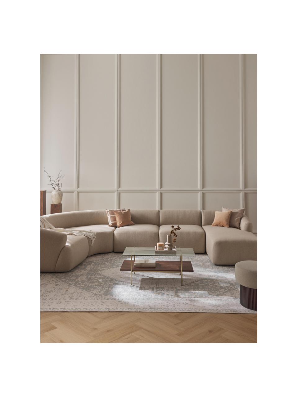 Salon modulable Sofia, Tissu beige clair, larg. 404 x prof. 231 cm, méridienne à droite