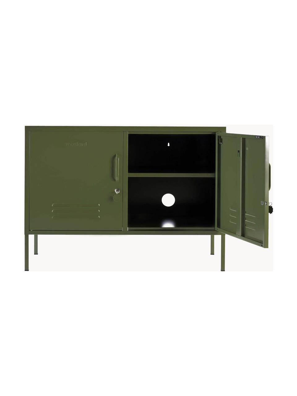 Credenza in metallo Lowdown, Acciaio verniciato a polvere, Verde oliva, Larg. 100 x Alt. 72 cm